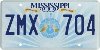 MS license plate ZMX704