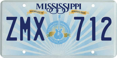 MS license plate ZMX712