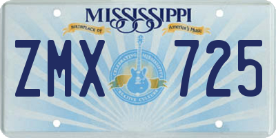 MS license plate ZMX725