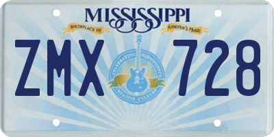 MS license plate ZMX728