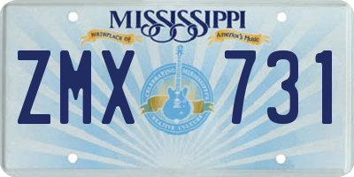 MS license plate ZMX731