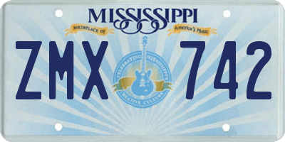 MS license plate ZMX742