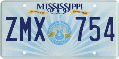 MS license plate ZMX754