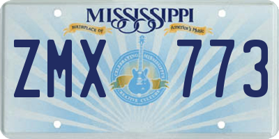MS license plate ZMX773