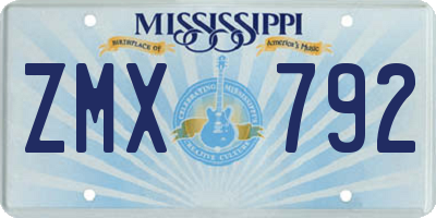 MS license plate ZMX792