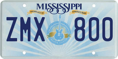 MS license plate ZMX800
