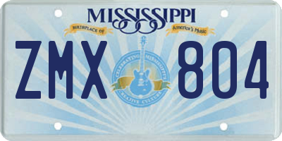 MS license plate ZMX804