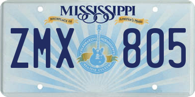 MS license plate ZMX805