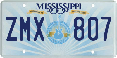 MS license plate ZMX807