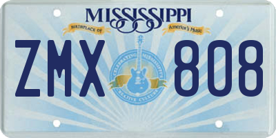 MS license plate ZMX808