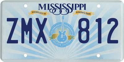 MS license plate ZMX812