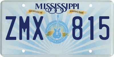 MS license plate ZMX815