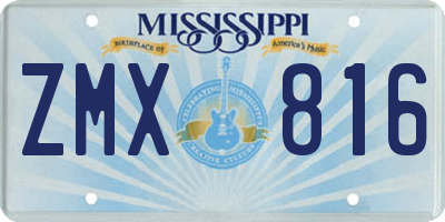 MS license plate ZMX816