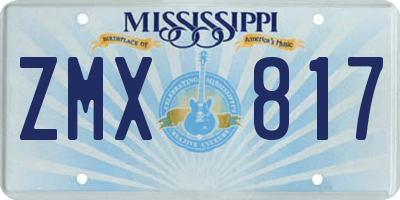 MS license plate ZMX817