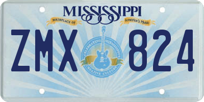 MS license plate ZMX824