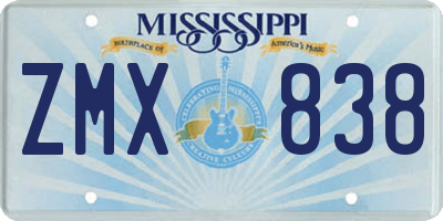 MS license plate ZMX838
