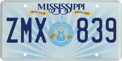 MS license plate ZMX839