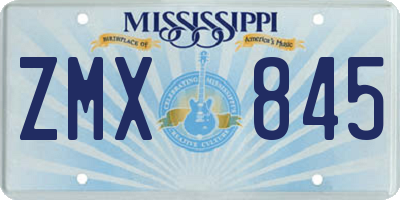 MS license plate ZMX845