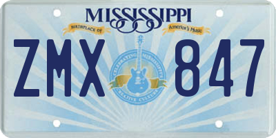 MS license plate ZMX847