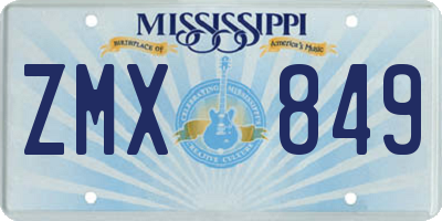 MS license plate ZMX849