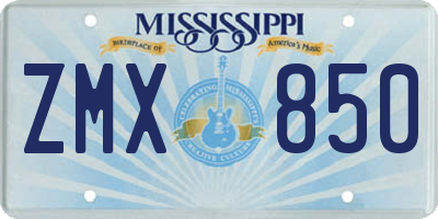 MS license plate ZMX850