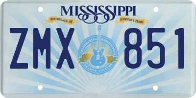 MS license plate ZMX851