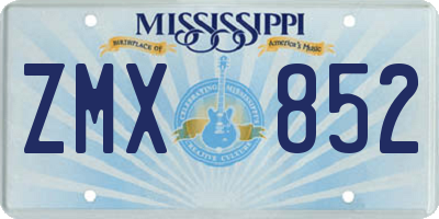 MS license plate ZMX852