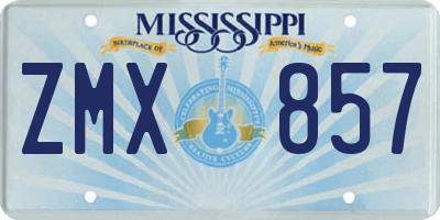 MS license plate ZMX857