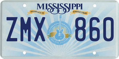 MS license plate ZMX860