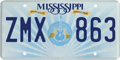 MS license plate ZMX863
