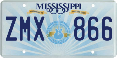 MS license plate ZMX866