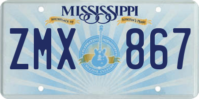 MS license plate ZMX867