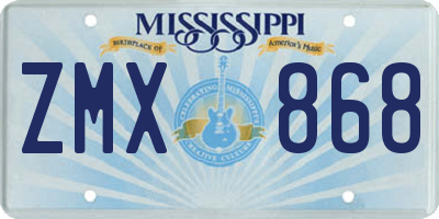 MS license plate ZMX868