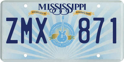 MS license plate ZMX871