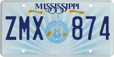 MS license plate ZMX874