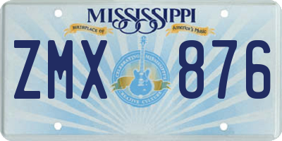 MS license plate ZMX876