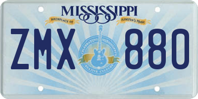 MS license plate ZMX880