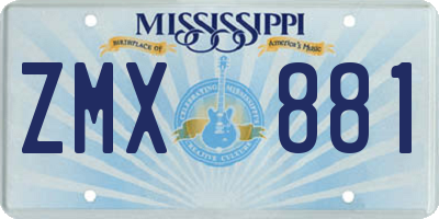 MS license plate ZMX881