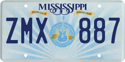 MS license plate ZMX887