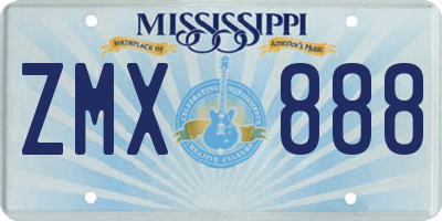 MS license plate ZMX888