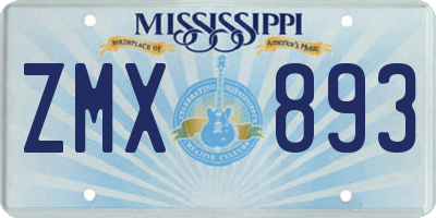 MS license plate ZMX893