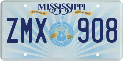 MS license plate ZMX908