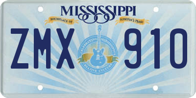 MS license plate ZMX910