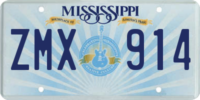 MS license plate ZMX914