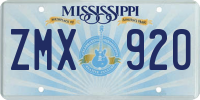 MS license plate ZMX920