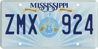MS license plate ZMX924