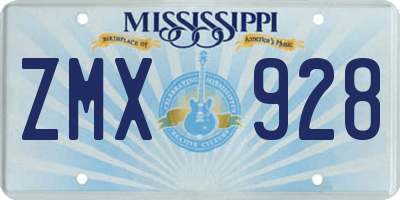 MS license plate ZMX928