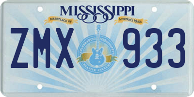 MS license plate ZMX933