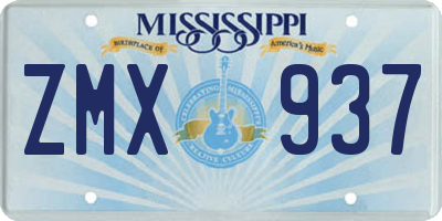 MS license plate ZMX937