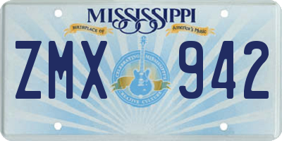 MS license plate ZMX942